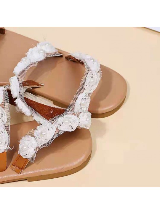 Size:4.5-11 Women Fashion Flower Decoration Sandals