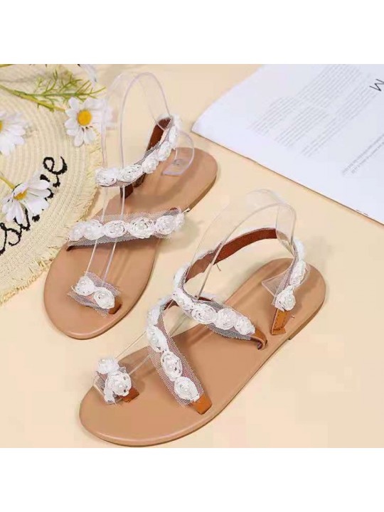 Size:4.5-11 Women Fashion Flower Decoration Sandals