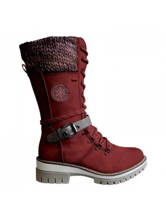 Size:4.5-12 Women Bigger Sizes Maple Leaf Pattern Mid-Calf Boots