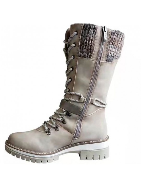 Size:4.5-12 Women Bigger Sizes Maple Leaf Pattern Mid-Calf Boots