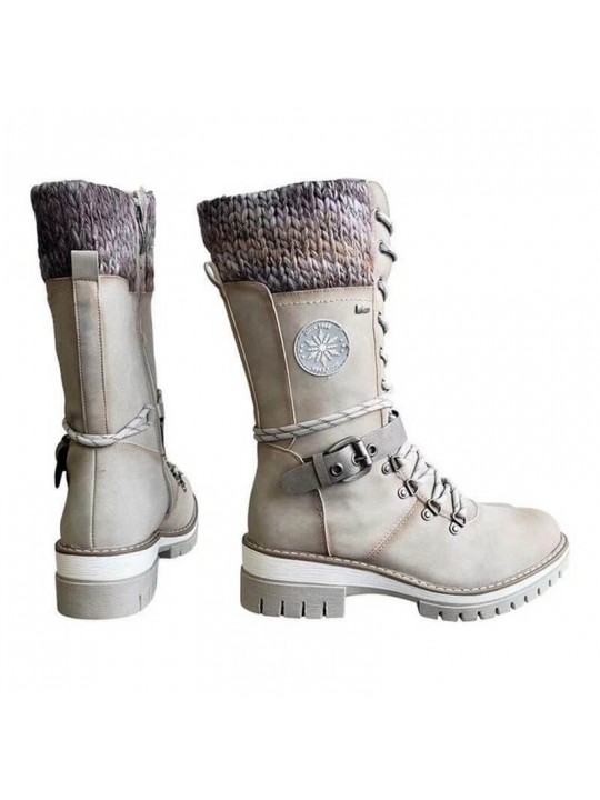 Size:4.5-12 Women Bigger Sizes Maple Leaf Pattern Mid-Calf Boots