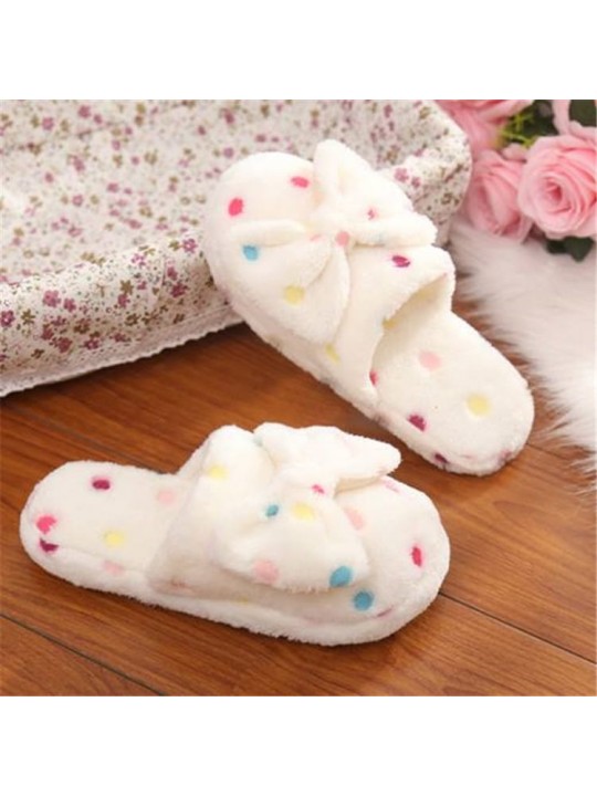 Size:5-10 Women Fashion Color Blocking Bow Winter House Slippers