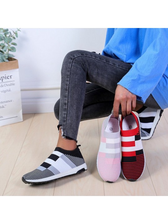 Size:4.5-11 Women Block Color Mesh Breathable Sneakers Shoes