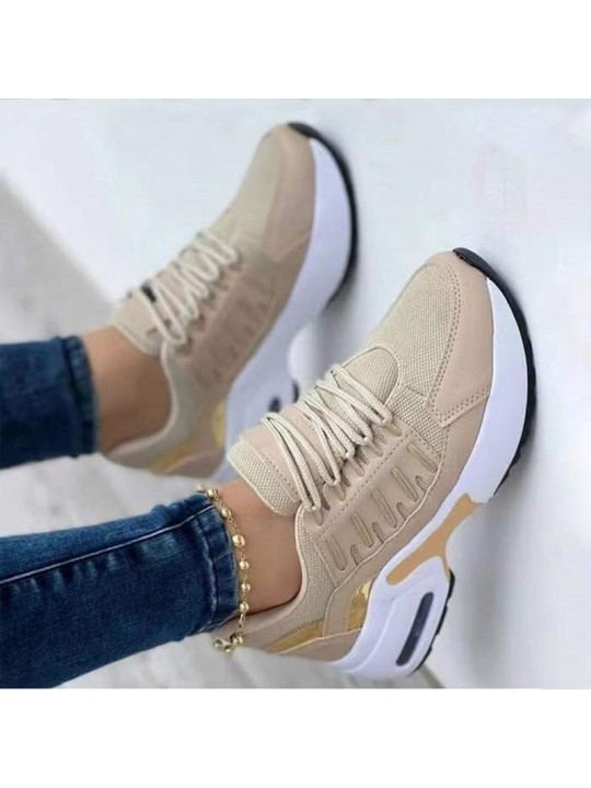 Women Fashion Casual Lace Up Design Air Cushion Platform Sneakers