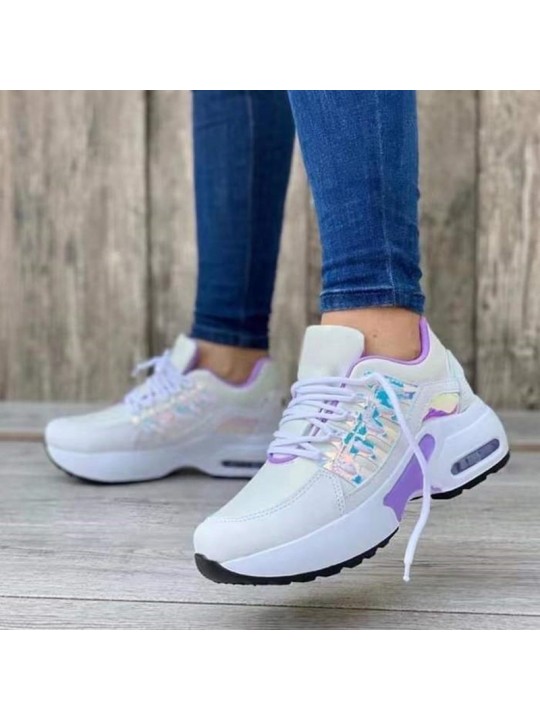 Women Fashion Casual Lace Up Design Air Cushion Platform Sneakers