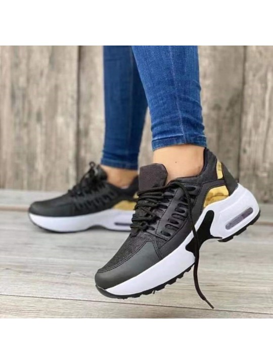 Women Fashion Casual Lace Up Design Air Cushion Platform Sneakers