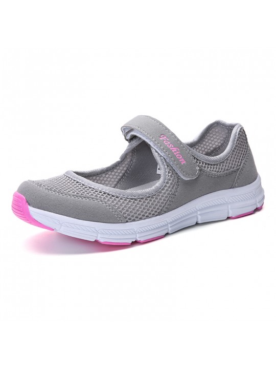 Women Casual Velcro Hollow Design Mesh Breathable Walking Sneakers