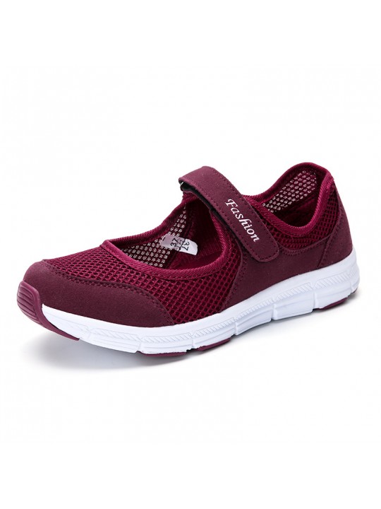 Women Casual Velcro Hollow Design Mesh Breathable Walking Sneakers