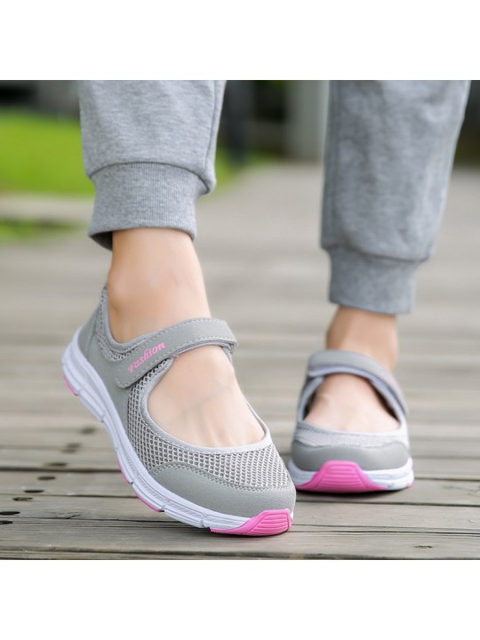 Women Casual Velcro Hollow Design Mesh Breathable Walking Sneakers