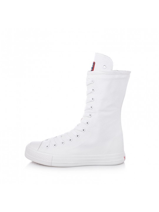 Women Casual Side Zip Mid-Top Canvas Mid-Calf Boots