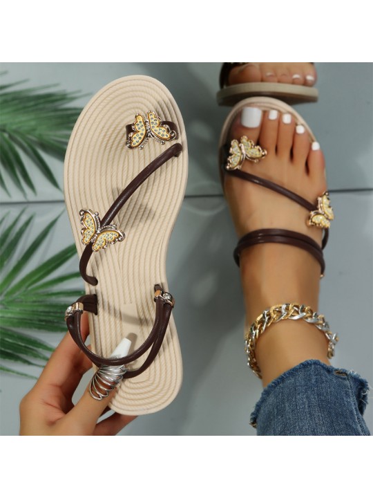 Women Fashion Flat Butterfly Thong Slippers