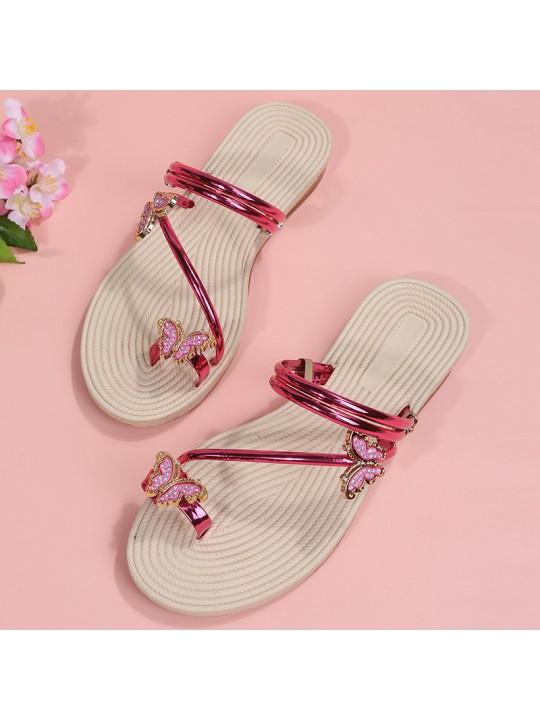 Women Fashion Flat Butterfly Thong Slippers