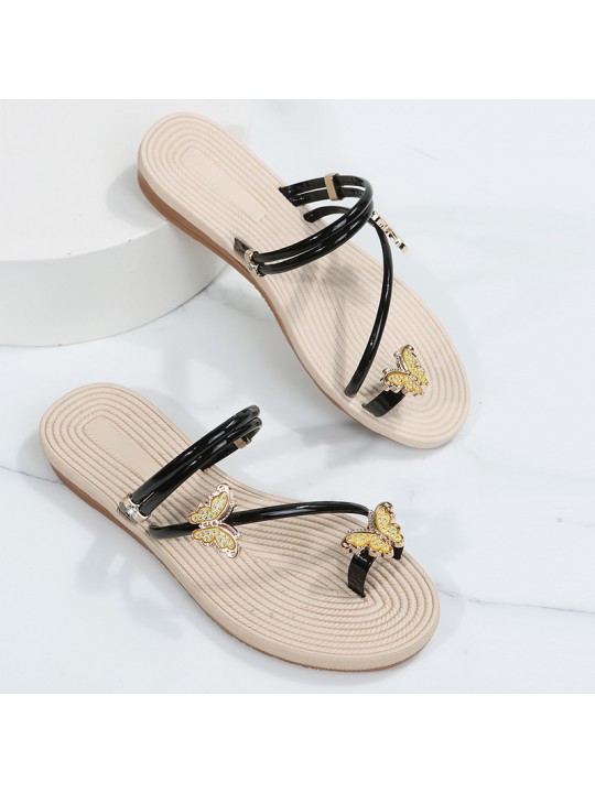 Women Fashion Flat Butterfly Thong Slippers