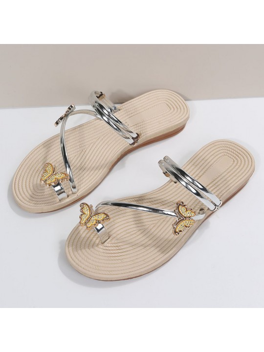 Women Fashion Flat Butterfly Thong Slippers