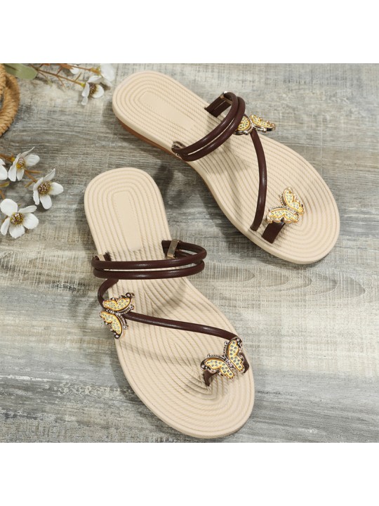 Women Fashion Flat Butterfly Thong Slippers