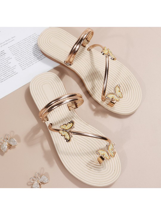 Women Fashion Flat Butterfly Thong Slippers