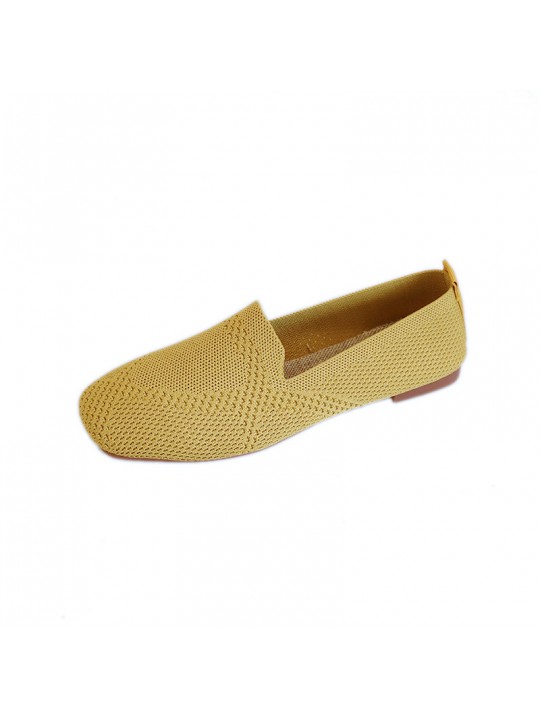 Women'S Fashion Plus Size Fly Knit Flat Square Toe Knit Slip-On Loafers