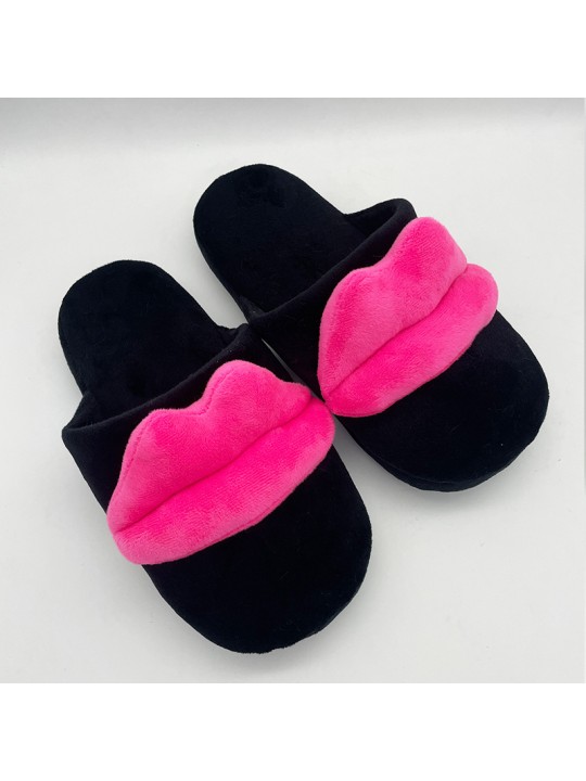 Simple Fashion Creative Plush Red Couple Home Flat Slippers