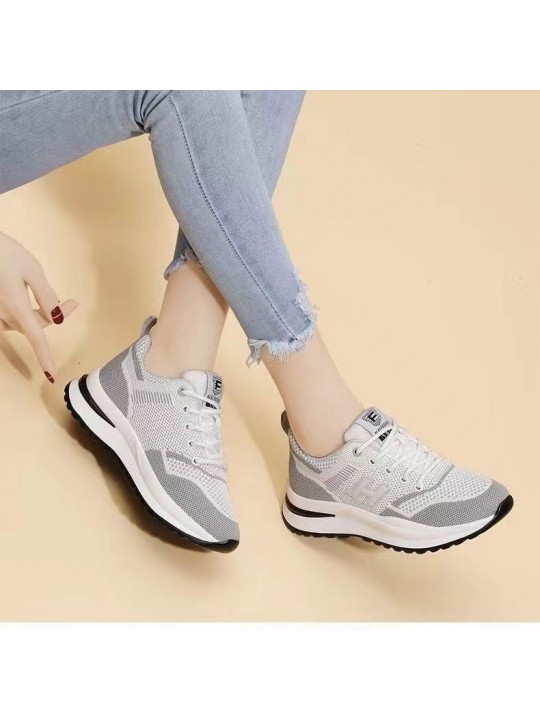 Women Fashion Casual Fly-Woven Breathable Round-Toe Sneakers