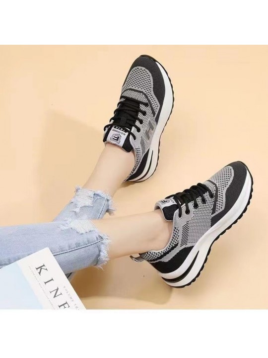 Women Fashion Casual Fly-Woven Breathable Round-Toe Sneakers