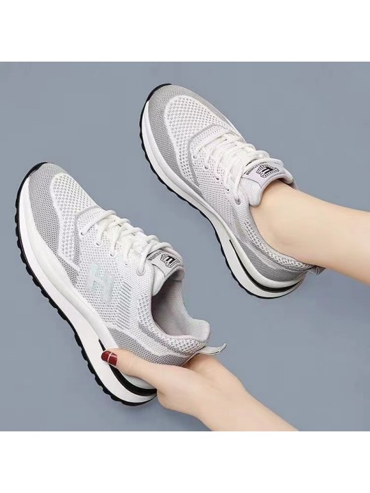 Women Fashion Casual Fly-Woven Breathable Round-Toe Sneakers