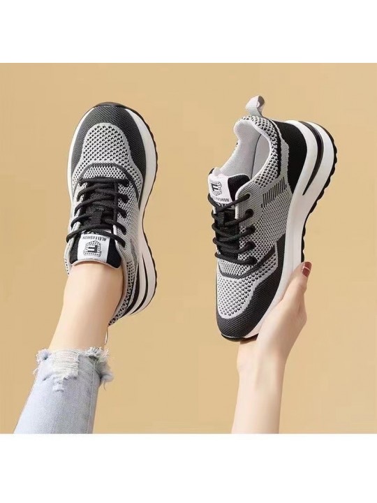 Women Fashion Casual Fly-Woven Breathable Round-Toe Sneakers