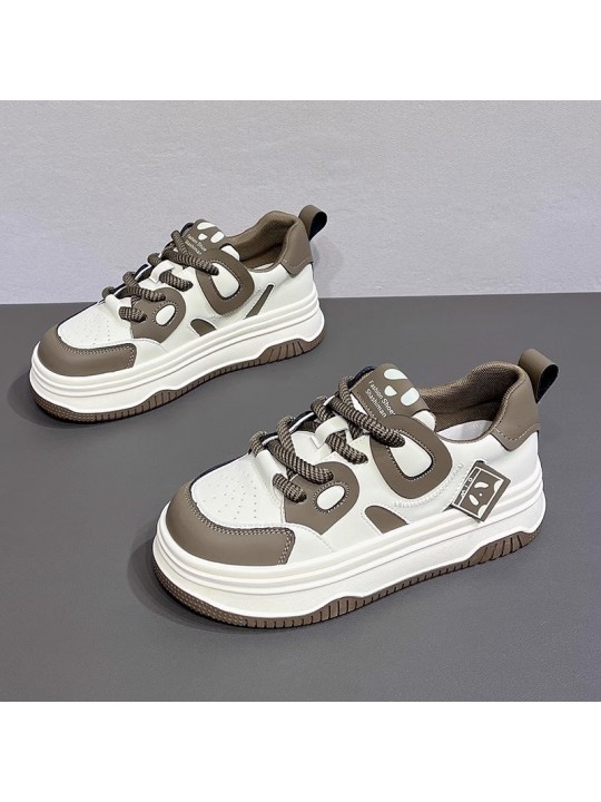 Women Fashion Casual Round Toe Color Block Thick-Soled Sneakers