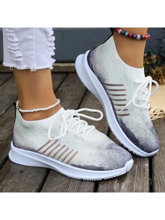 Women Fashion Casual Plus Size Breathable Fly-Woven Mesh Sneakers