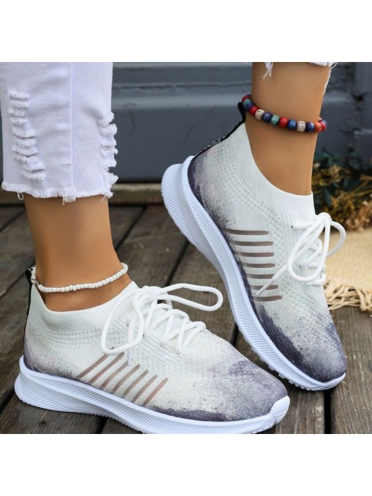 Women Fashion Casual Plus Size Breathable Fly-Woven Mesh Sneakers