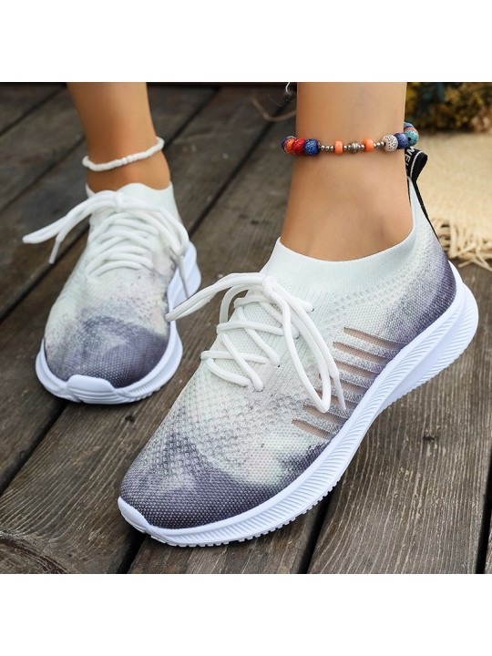 Women Fashion Casual Plus Size Breathable Fly-Woven Mesh Sneakers