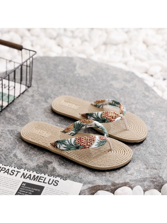 Women Casual Plus-Size Imitation Hemp Rope Flat Flip-Flop