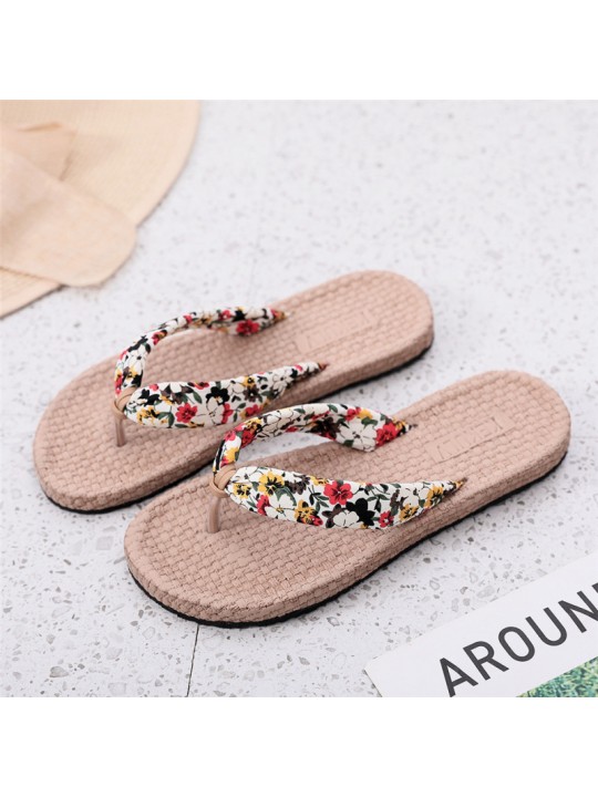 Women Casual Plus-Size Imitation Hemp Rope Flat Flip-Flop