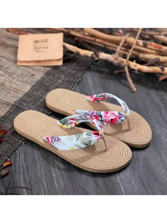 Women Casual Plus-Size Imitation Hemp Rope Flat Flip-Flop