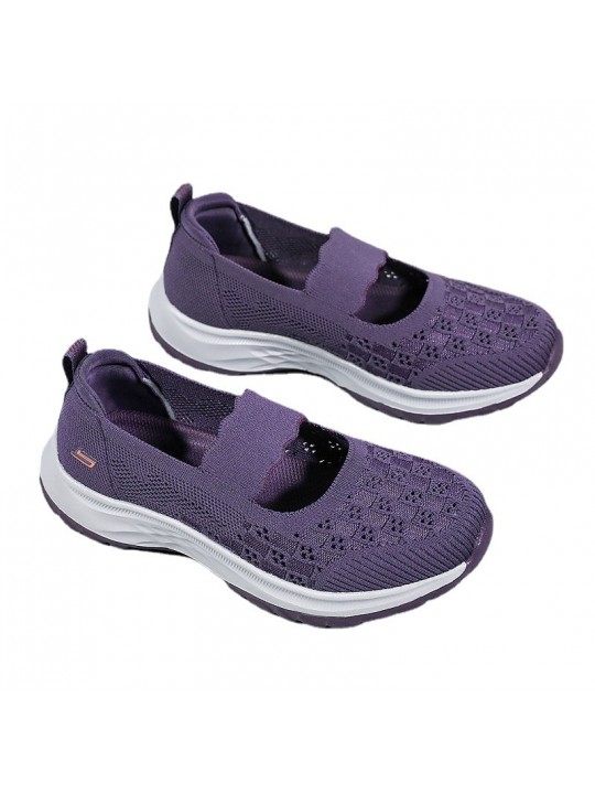 Women Casual Plus Size Hollow-Out Fly-Woven Breathable Walking Style Sneaker