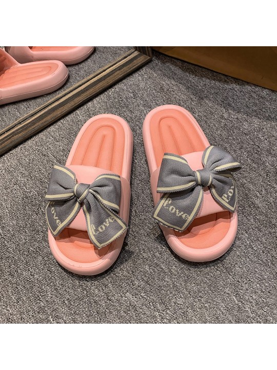 Summer Women Fashion Plus Size Bow Round Toe Flat Slippers