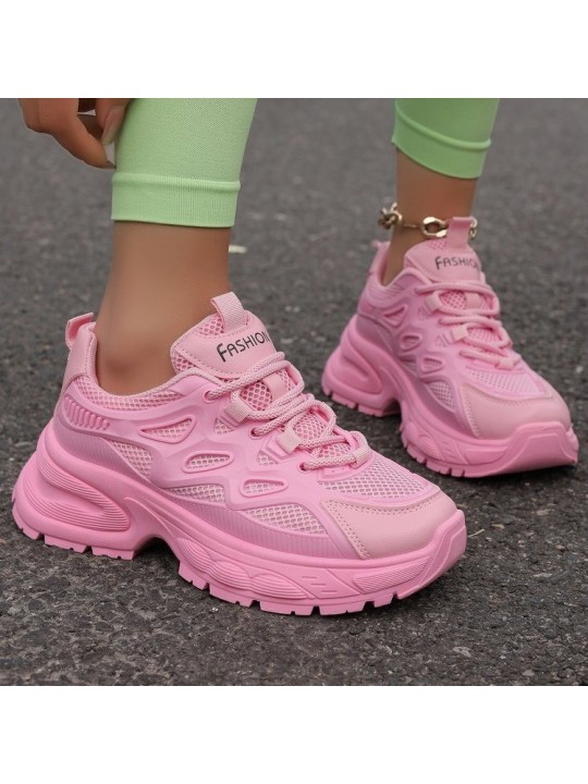 Women Fashion Casual Plus Size Candy Color Mesh Breathable Thick-Soled Sneaker