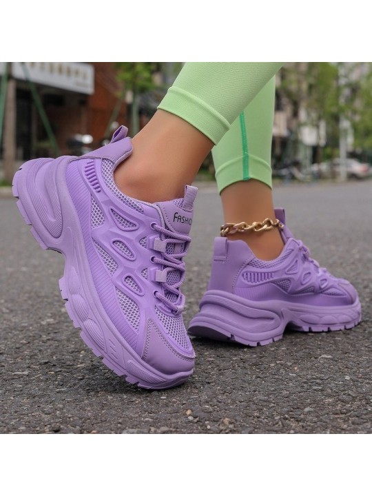 Women Fashion Casual Plus Size Candy Color Mesh Breathable Thick-Soled Sneaker