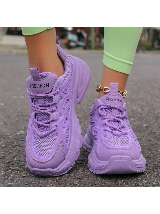 Women Fashion Casual Plus Size Candy Color Mesh Breathable Thick-Soled Sneaker