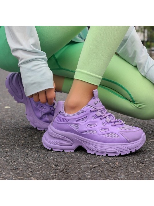 Women Fashion Casual Plus Size Candy Color Mesh Breathable Thick-Soled Sneaker