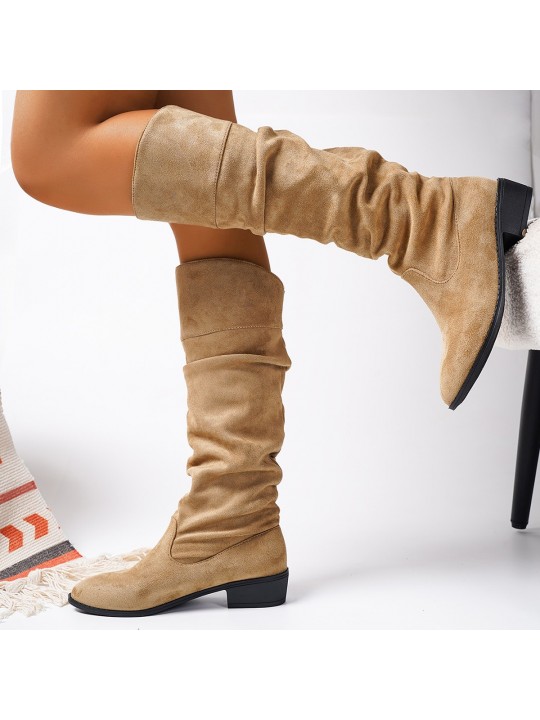 Women Fashion Plus Size Suede Tip Toe High Boots