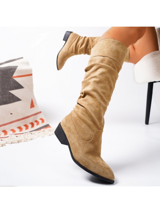 Women Fashion Plus Size Suede Tip Toe High Boots